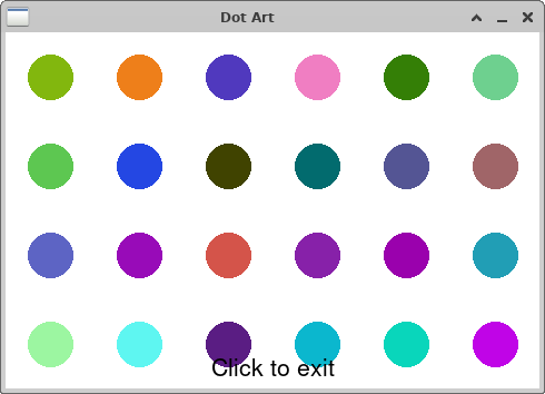 six by four grid of randomly colored dots
