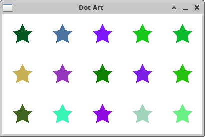 five by three grid of randomly colored stars