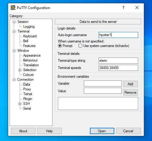 putty configure step2