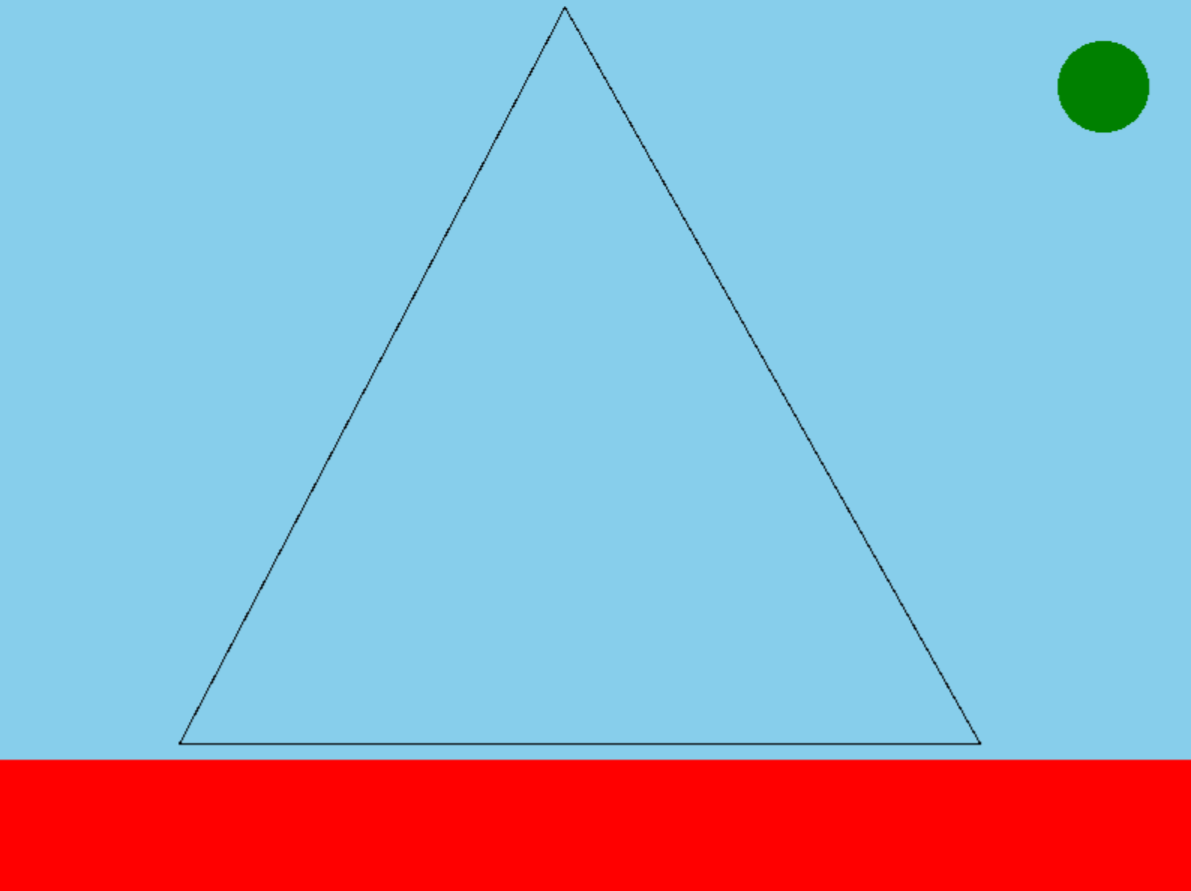 The drawing window after drawing the rectangle, circle, and triangle