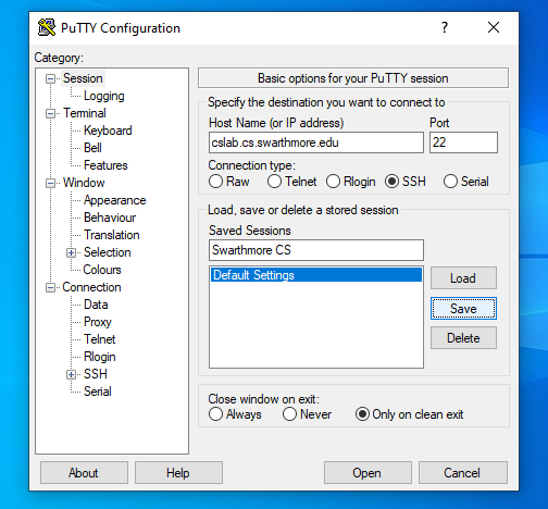 putty configure step3