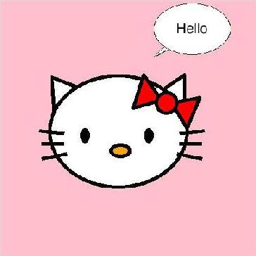 face of a hello kitty saying hello
