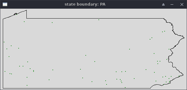 Map of Pennsylvania with dots to indicate fatal police shooting locations.