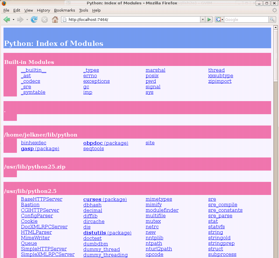 Python: Index of Modules