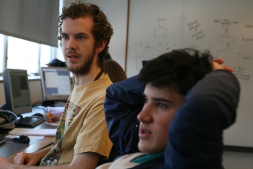 photo: students in main lab
