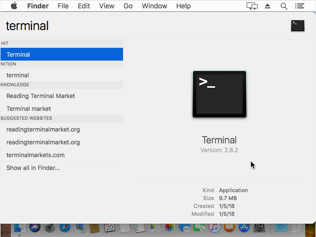 "mac spotlight terminal