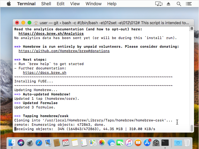 "mac terminal homebrew download core update