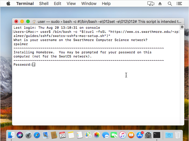 "mac terminal homebrew pw