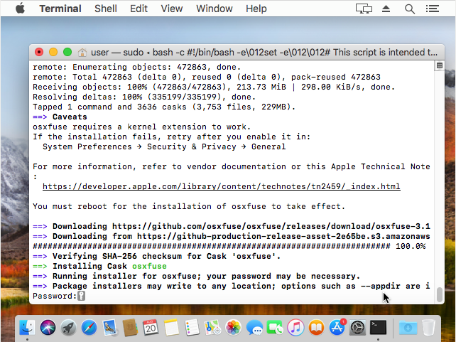 "mac terminal osxfuse pw