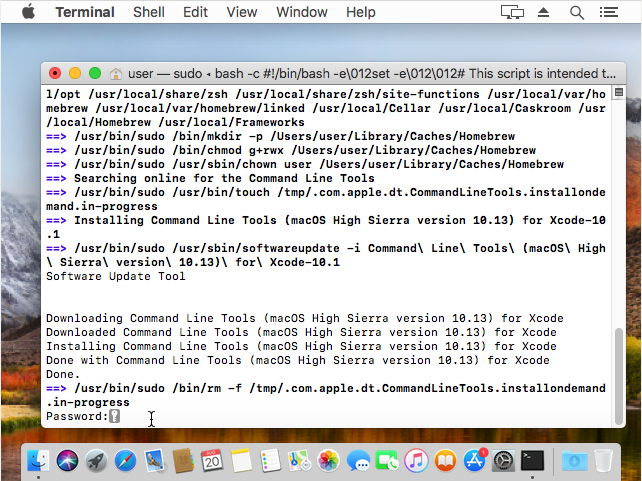 "mac terminal xcode pw