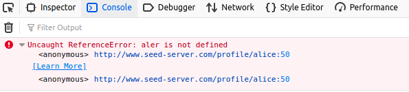 Figure showing JavaScript debugging.700