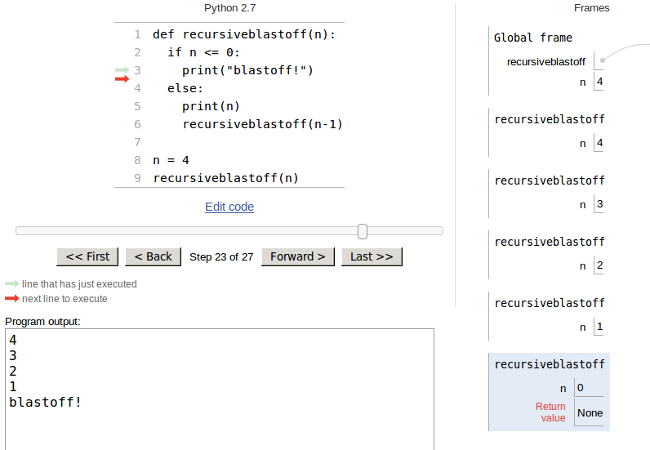 recursiveblastoff stack frames