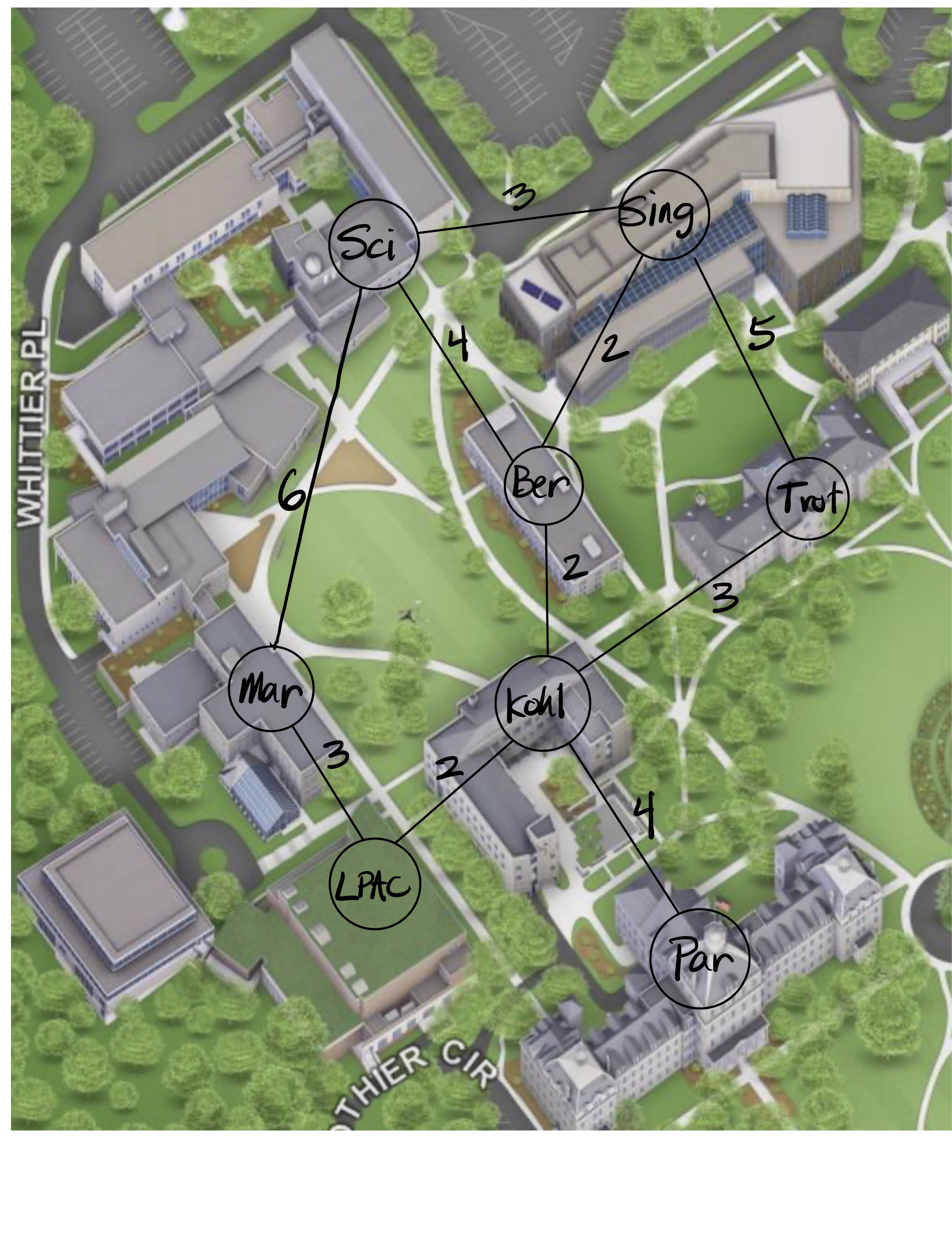 Map of Swarthmore College’s north campus