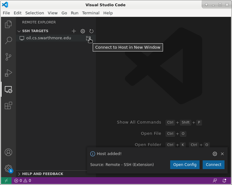 Connecting to the CS network using the Remote Explorer