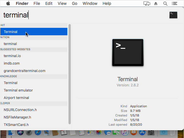 mac spotlight terminal